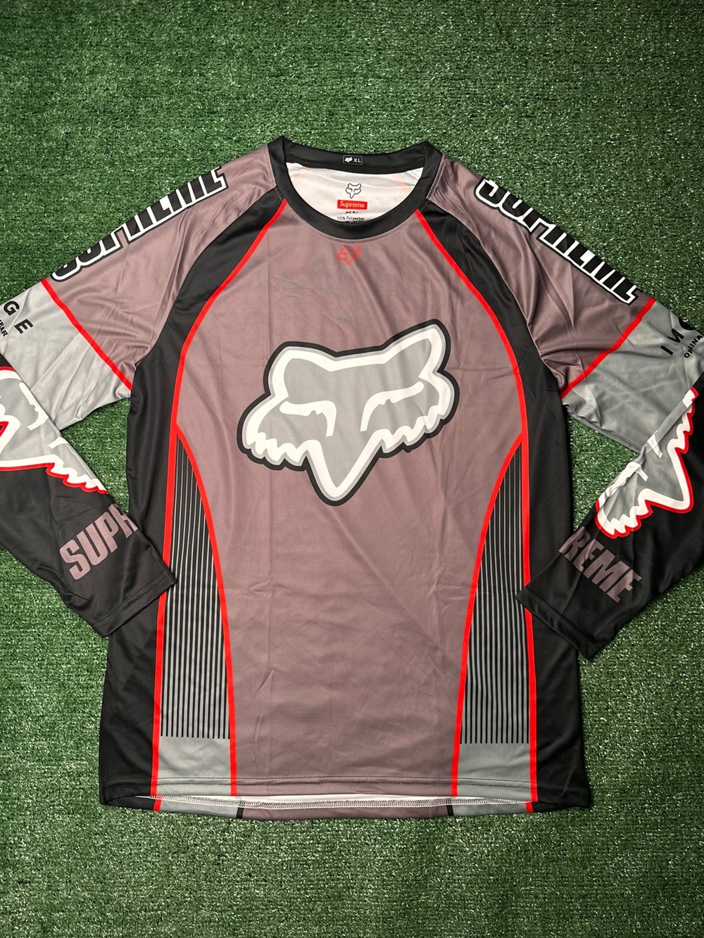 Fox “Supreme” Men’s Long Sleeve Grey Red Motocross Jersey